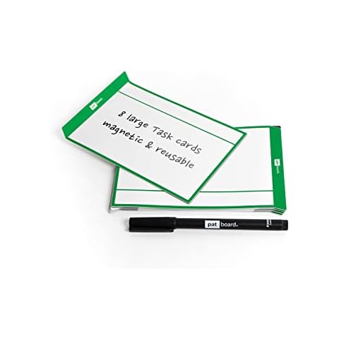 PATboard Scrum Board and Kanban Board - Magnetic Task Cards - L (Large) - Set of 8 - Green Cover
