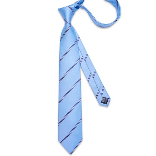 Image of DiBanGu Mens Tie Silk Plaid Striped Necktie and Pocket Square Cufflinks Tie Clip Set with Gift Box Formal Wedding Party