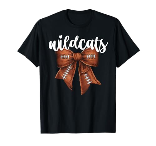 Wildcats Football Bow School Spirit Team Mascot Game Night T-Shirt