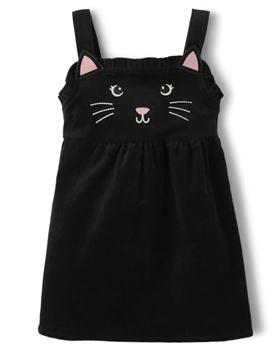 Gymboree,and Toddler Embroidered Sleeveless Skirtall Jumpers,Black Cat,5T