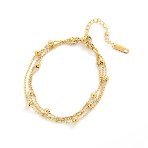 Rrdaily Delicate Layered Gold Bracelets for Women Cute Beaded Bracelet for Women Fashion Charm Jewelry (G)