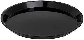 STACKABLES ~ Pack of 5 Serving Tray ~ 12" Elegant Round Trays ~ Reusable Plastic Serving Platter ~ Fruit Platter Black