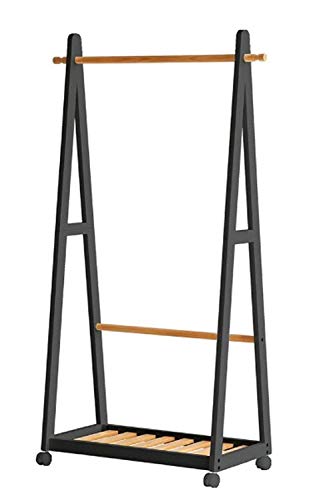 ハンガーラック 木製 a型 キャスター付き ツートン 収納 棚 コートハンガー ナチュラル×ブラック