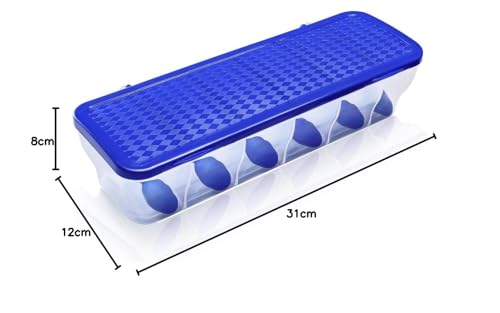 Image of TASTIC Multipurpose 6-in-1 Masala Box for Kitchen| Airtight BPA-Free Plastic 6 Section Storage Container with 6 Spoons, 1800 ml Transparent Pickle Box for Spices| Pack Of 1 PISTA (BLUE)