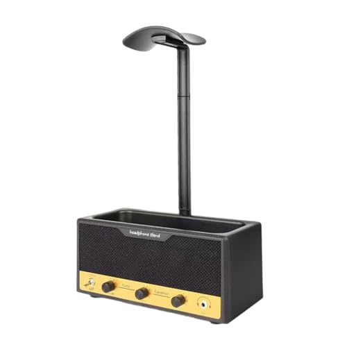 GKYQVE Rock N Roll - Organizador de escritorio con asa, para auriculares, bolígrafos y objetos pequeños, organizador de escritorio retro