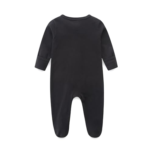 Hikido Unisex Baby One Piece Romper Solid Clothing Set Soft Comfy Cotton Onesie For 6-9Months Toddler Black thumb #1