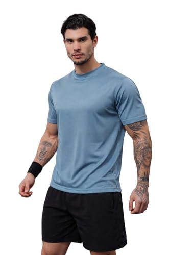 Image of Kvetoo Mens Dry Fit Gym T Shirt Quick Dry Sweat Proof Breathable Workout Tee Muscle Fit Athletic Sports T Shirt for Gym Running Training