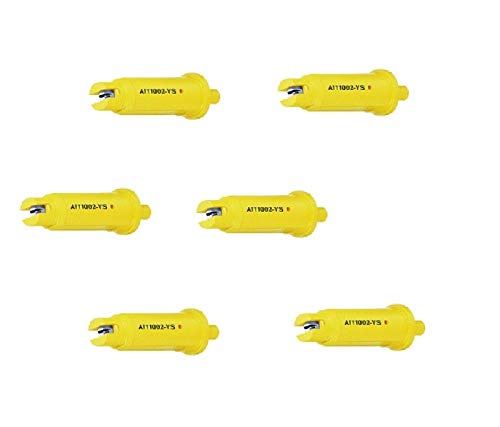 Pack of 6 - TeeJet Air Induction Flat Spray Tips Yellow 110° Polymer Visiflo Farmer Bob's Parts AI11002-VS