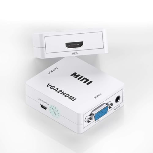 Image of FORIDA VGA to HDMI Converter, Mini VGA2HDMI Adapter 1080P with Audio, VGA to HDMI Video Converter Box with USB Power & 3.5mm Audio for PC, Laptop, Display, Projector, HDTV
