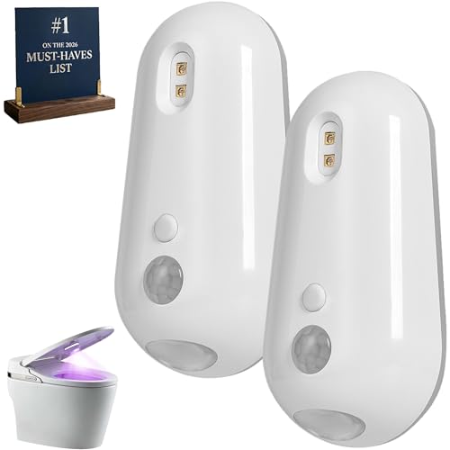 Self Cleaning UV Toilet Sanitizer and Night Light 2026 New UV Toilet Sanitizer with Night Light Motion-Activated USB Rechargeable Adhesive-Mounted for Shared Bathrooms Elderly & Pet(2pcs)