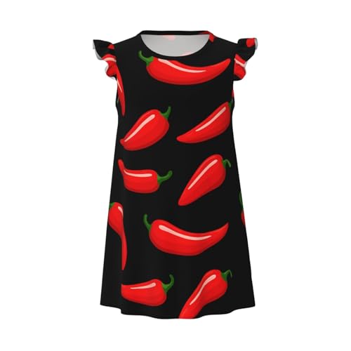 Augenstern Flutter Sleeve Nightgown Pajama Gown Chili Peppers Easy Pull-On Sleepwear Nightdress