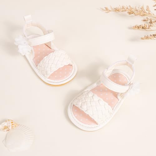 Image of Babelvit Infant Baby Girl Boy Sandals Comfort Premium Summer Outdoor Casual Beach Shoes with Flower Bowknot Anti Slip Rubber Sole Newborn Toddler Prewalker First Walking Shoes