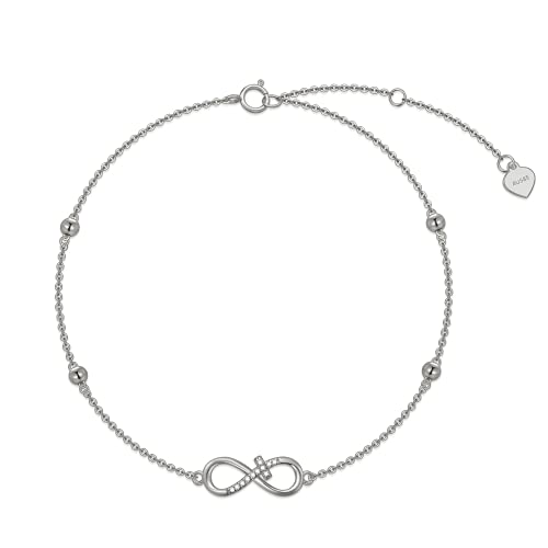 Image of 14K Gold Infinity Anklet for Womens, Yellow Gold Cross Foot Ankle Bracelets Anniversary Jewelry Gifts for Her, Mom, Wife 8-10Inch