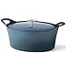 Cuisinox Volcano Casseruola Ovale in ghisa di Ferro Smaltata Blu Denim con Coperchio