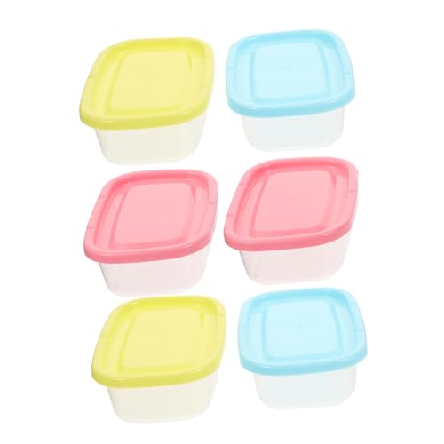 EXHUMKY 6 piezas Cajas de Comida para Bebés Contenedores de Alimentos Portátiles para Refrigerador para Almacenamiento de Comidas Rosas Azules Amarillos