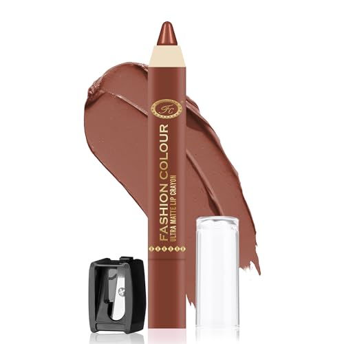 Image of FASHION COLOUR Ultra Matte Lip Crayons With Free Sharpener | Smudge Proof And Waterproof | For Hydration And Moisturization | Long Lasting Lipwear with Matte Finish, Cruelty-free and Paraben-free - 2.5 gm(Rose Butter)