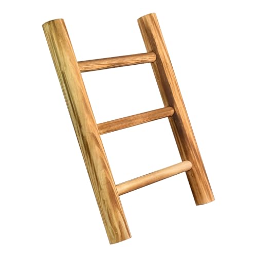 COLLBATH Porte-Serviettes Bois Rustique Niveaux Échelle Décorative Compacte pour Cuisine et Salle de Bain Support Serviette Mural et Étagère Bois Élégante pour Petits Espaces