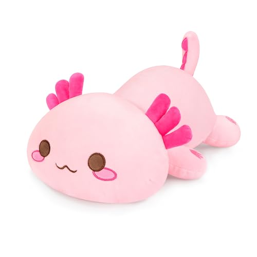 Shownicer - Almohada de felpa, lindos peluches de axolotl, peluche de axolotl suave y relleno, juguete de felpa de salamandra, juguete de peluche, almohada de felpa esponjosa para sofá cama, almohada