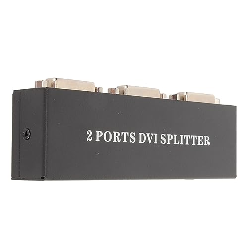 SUNGOOYUE 1x2 DVI Splitter, Supports Resolution Up to 1920x1440 2 Port DVI Video Splitter with Rugged Aluminum Alloy Housing, for PC Laptop DVR Projector HDTV (US Plug)