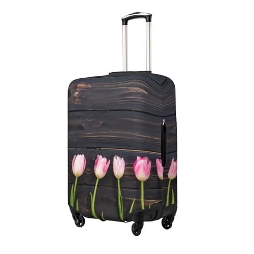 Freshly Picked Tulips Luggage Cover, Protective Washable Suitcase Cover - Travel High Elastic Fibers Suitcase Protector Fits X-Large, Black2