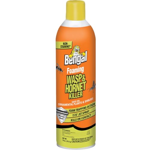 Bengal Foaming Wasp and Hornet Killer, Non-Staining Foam Trapping Jet Spray, 16 Oz. Aerosol Can