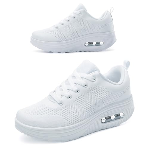 Image of RUIDENG Platform Sneakers for Women Air Cushion | Walking Shoes Women Comfortable All Day | Thick Rocker Bottom