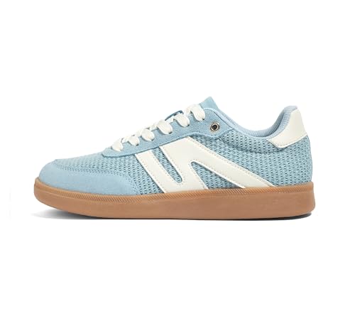 Image of LUCKY STEP Women Retro Gum Sole Fashion Sneakers | Genuine Leather Classic Tennis Skate Walking Shoes Anti Slip Trainers
