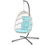 Econohome Hanging Egg Chair with Stand - Indoor/Outdoor Swing Hammock Chair with Plush, Washable Cushions, 350LBS Capacity, Ideal for Relaxation in Bedrooms, Balconies, Gardens, and Patios