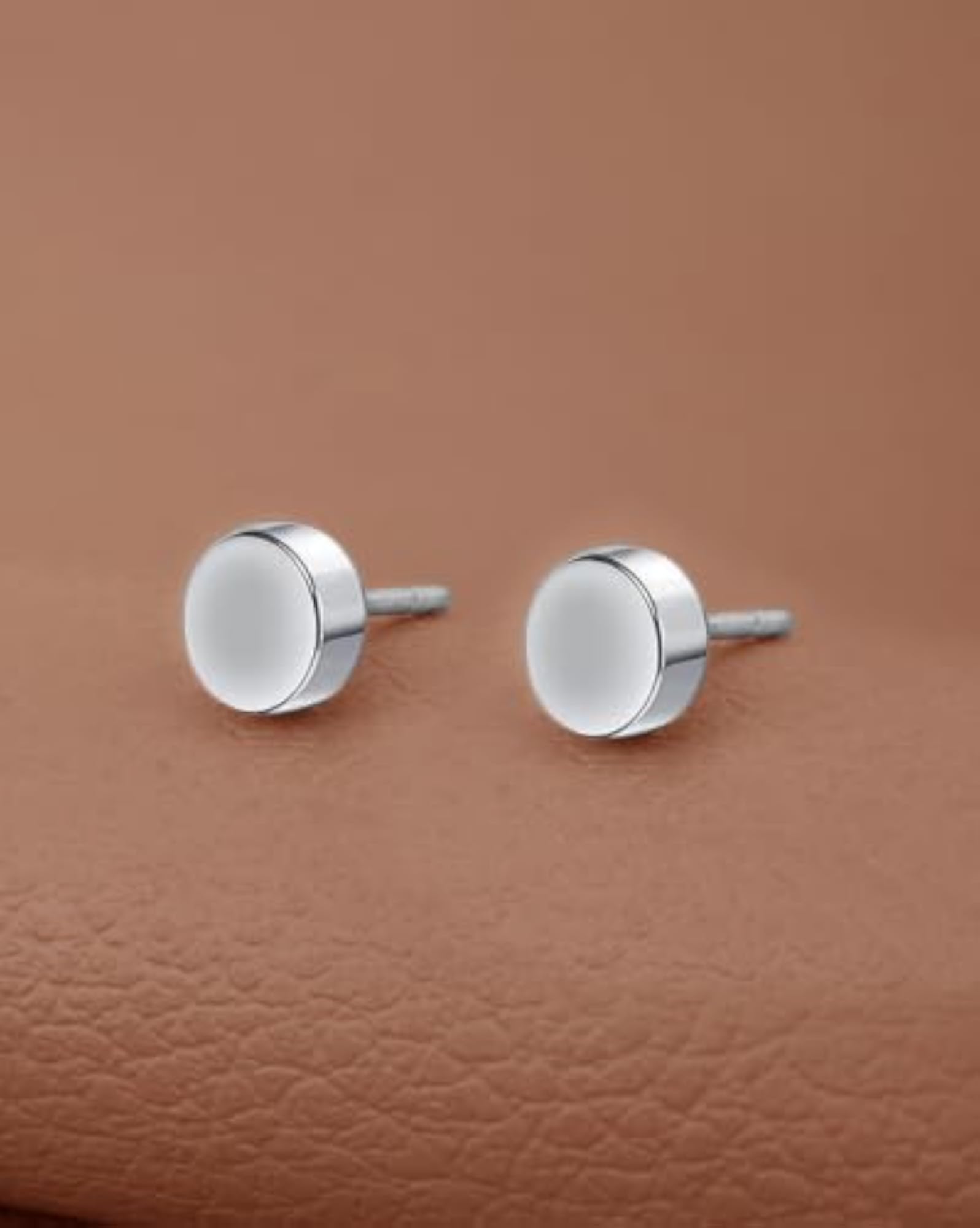 Men's Rhodium Circular Earring, Modern Style