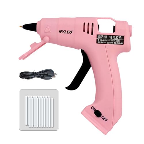 Makamsui Cordless Hot Glue-Gun Kit with 20 Glue Sticks, USB Charging 2000mAh Fast Preheating Hot Melt, High Temp for School Hand Crafts Home DIY Arts and Quick Home Repairs Pink