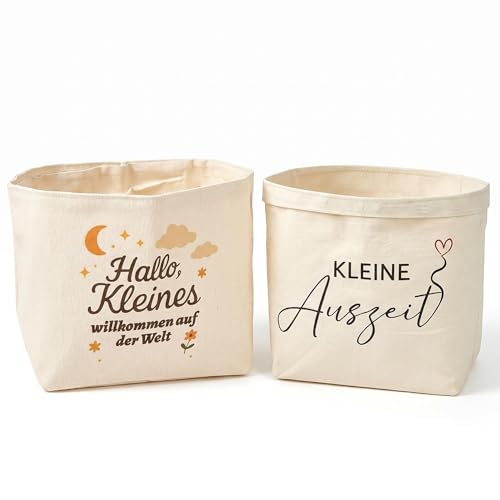 PLUSHCEWT Baumwoll Canvas Tasche 2 Stück 30x23.5x11.5cm Kleine Auszeit(C)