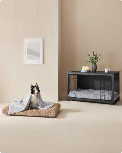 Feandrea Hundebett, Hundekissen, Flauschige Hundematte, Langer Plüsch, 65 x 45 cm, weiche Polsterung, maschinenwaschbar, multifunktional, Ombré-Grau PGW200G01