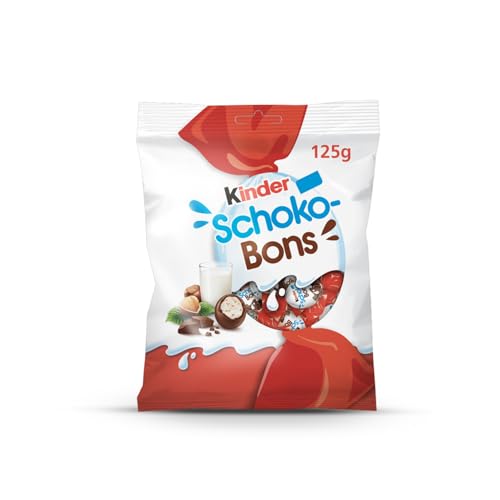 Kinder Schokobons Milky Bitesize Individually Wrapped Chocolates With Soft Milky Centres And A Hint Of Hazelnut Pieces Wrapped in Milk Chocolate Multi Pack With Individually Wrapped Pieces 125g