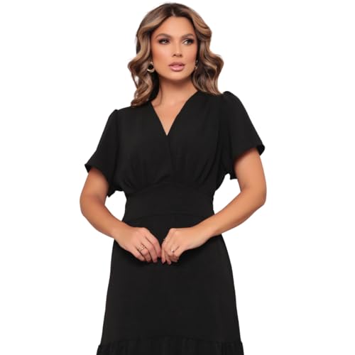 Vestido Longo Três Marias Festa Casamento Linha Luxo (BR, Alfa, M, Regular, Regular, PRETO)