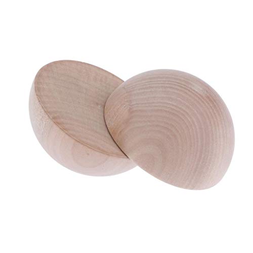 2 bolas de madera con media división hemisferio para manualidades, proyectos de bricolaje para niños, 7,5 cm