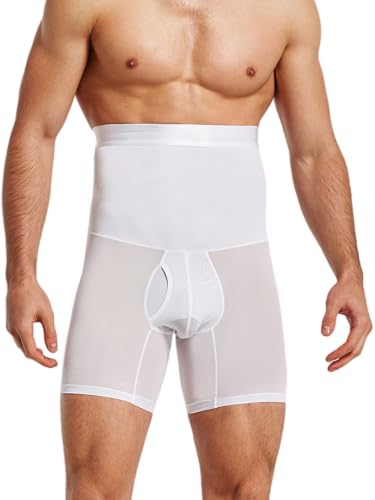 Mens High Waist Body Shaper Tummy Control Panties Breathable Slimming Shapewear Open Crotch Underwear Briefs