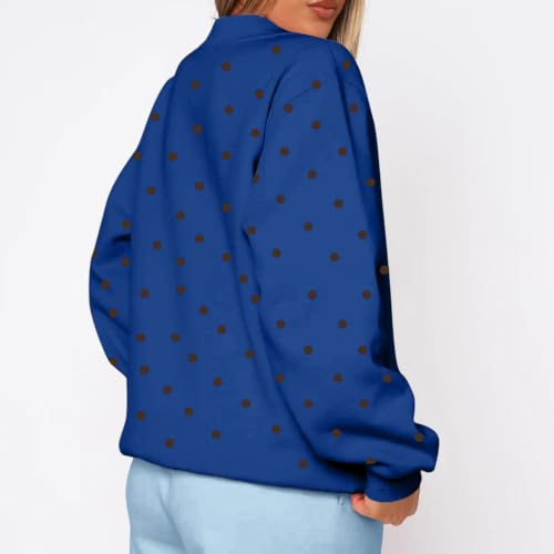 Polka Dot Sweatshirts for Women Fleece Oversized Trendy Sweat Shirts - image 5
