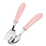 FUNNETOYU Cubiertos Infantiles Inoxidable para Ergonómicos con Mango Antideslizante Kit de Utensilios para Bebés con Estuche Portátil Reutilizable y Seguro para Aprendizaje Autónomo