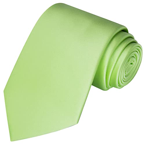 KissTies Mens Lime Green Tie Satin Meadow Necktie + Gift Box