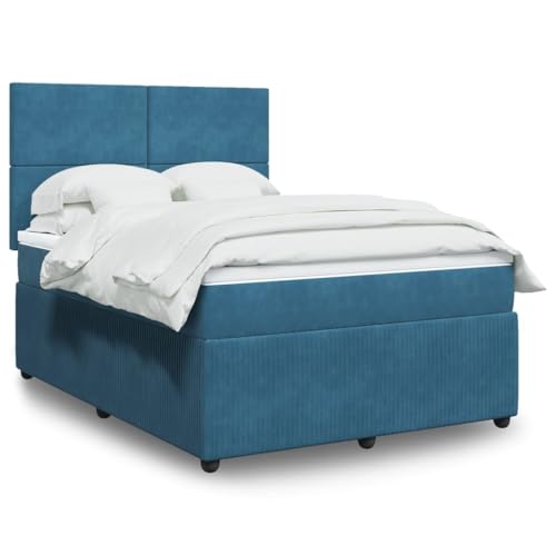 Vetnasa Cama Box Spring con colchón tercio Azul Oscuro 160x200 cm Mobiliario, Camas y Accesorios, Camas y somieres Azul 103,76 KG
