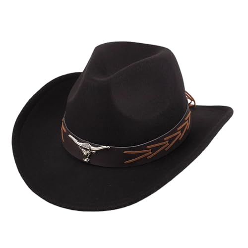 QIUhhpuy Chapeaux Cowboy Style Western pour Hommes,Chapeaux Fedora à Large Bord pour Femme,Costume...