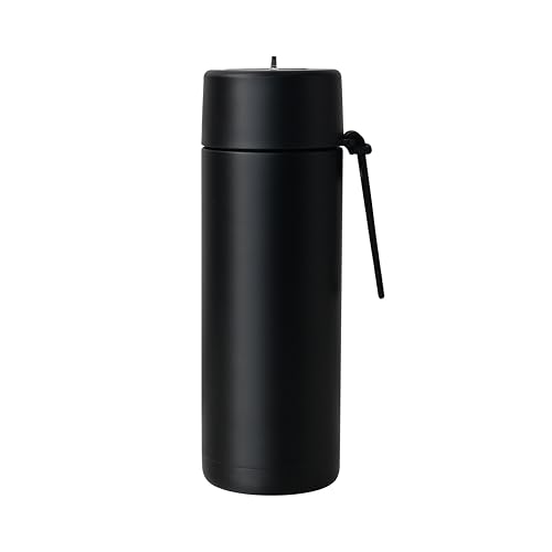Cantimplora Termo de acero inoxidable, a prueba de fugas, botella de cerámica sin BPA, revestimiento interior de cerámica, 600 ml, caliente, 10 horas frías y 24 horas (negro)