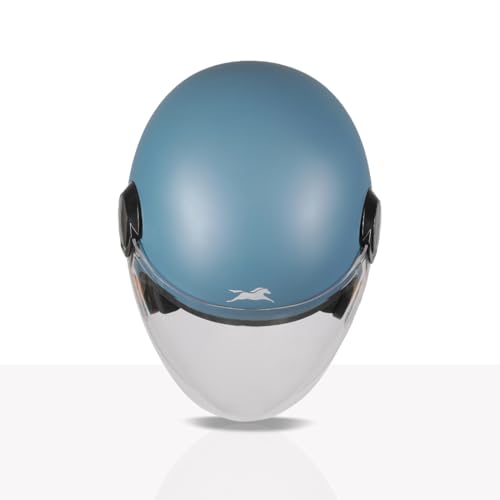 Image of TVS Silk Route Helmet for Men & Women | Vintage Open Face Helmet with Clear Visor | ISI & DOT Certified | ABS Shell | EPS Liner | Retro Stylish for City & Highway Riding