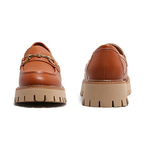 Image of Platform Loafers for Women Chunky Heel Lug Sole Loafers Slip ons Round Toe