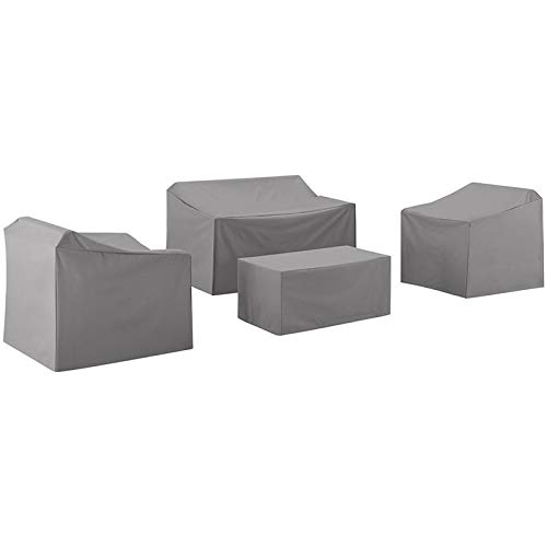 Afuera Living 4-Piece Vinyl Outdoor Loveseat Cover Set in Gray