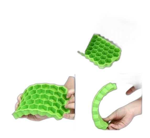 2 Pack Silicone Ice Cube Trays with Flexible 37-Ice Trays BPA Free, for Cake Chocolate Mould Kitchen Baking Tools, Cocktail, Stackable Flexible Safe Ice Cube Molds (Pack of 2) Multicolor|BHR-P538