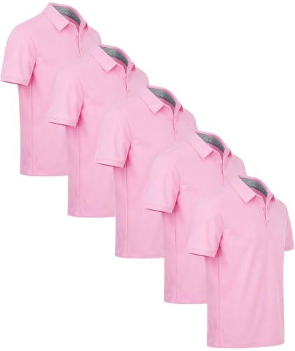Image of ZITY 5 Pack Mens Polo Shirt Short Sleeve Sports Golf Tennis T-Shirt Moisture-Wicking Summer Shirts