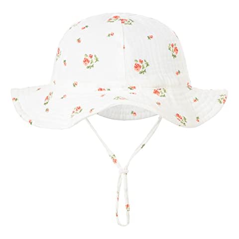 Baby Girl Sun Hats, Summer Baby Hats, UPF 50+Toddler Sun Hat,Beach Wide Brim Bucket Hat for Girl Boy Infant Kids Cover