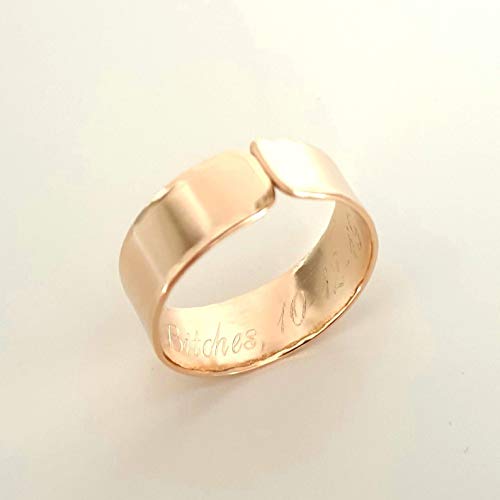 Secret Message Ring - Custom Engraved Ring - Personalized Band Gold Filled 14K Hidden text engraved Ring Custom Chunky Ring Anniversary Ring Gift
