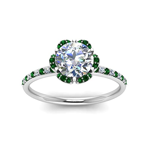 Image of 55Carat Choose Your Gemstone 6 Petal Ring Sterling Silver Round Shape Halo Engagement Rings Well Shaped for Any Gift Giving Occassion Modern Style Enchating Women US Size 4 to 12